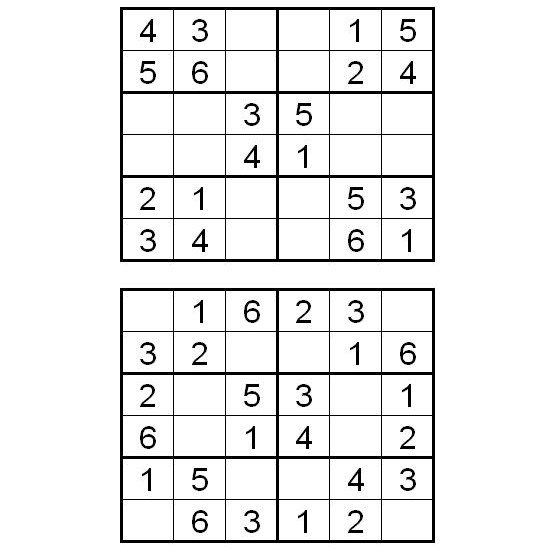 Pobarvanka Sudoku 6x6 - Lažji - 2