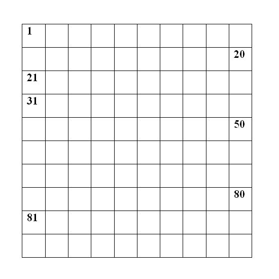 Pobarvanka Dopolni stotični kvadrat II